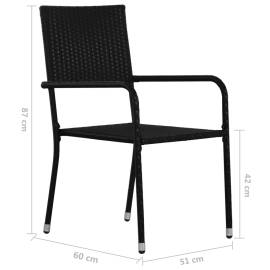 Set mobilier de grădină, 7 piese, negru, poliratan, 8 image