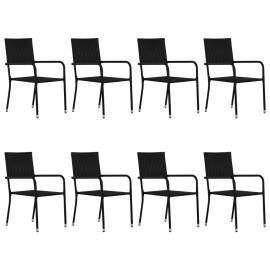 Set mobilier de grădină, 9 piese, negru, poliratan, 2 image