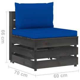 Set mobilier grădină cu perne, 10 piese, gri, lemn tratat, 9 image