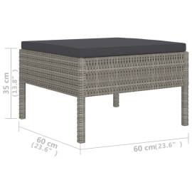 Set mobilier de grădină cu perne, 6 piese, gri, poliratan, 6 image