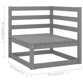 Set mobilier de grădină cu perne, 8 piese, gri, lemn masiv pin, 8 image