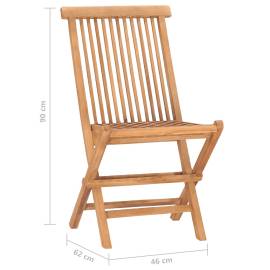 Set mobilier exterior pliabil cu pernă, 3 piese, lemn masiv tec, 10 image