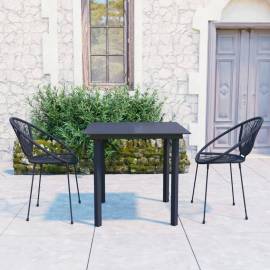 Set mobilier de exterior, 3 piese, negru, ratan pvc