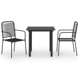 Set mobilier de grădină, 3 piese, negru, sticlă și oțel, 2 image