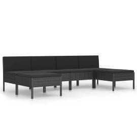 Set mobilier de grădină cu perne, 6 piese, negru, poliratan, 2 image