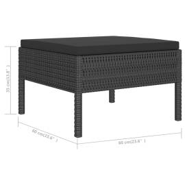 Set mobilier de grădină cu perne, 6 piese, negru, poliratan, 6 image