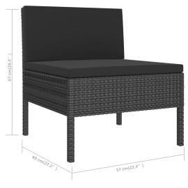 Set mobilier de grădină cu perne, 6 piese, negru, poliratan, 5 image