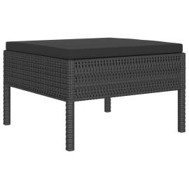 Set mobilier de grădină cu perne, 6 piese, negru, poliratan, 4 image