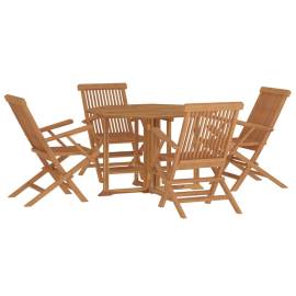 Set de mobilier de exterior pliabil, 5 piese, lemn masiv de tec, 3 image