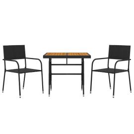 Set mobilier de exterior, 3 piese, negru, poliratan, 3 image