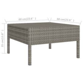 Set mobilier de grădină cu perne, 9 piese, gri, poliratan, 8 image