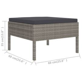 Set mobilier de grădină cu perne, 9 piese, gri, poliratan, 7 image