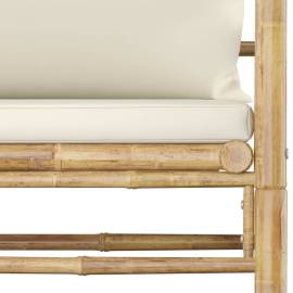 Set mobilier de grădină cu perne alb crem, 7 piese, bambus, 10 image