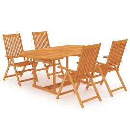 Set de masă pentru grădină, 5 piese, lemn masiv de tec, 2 image