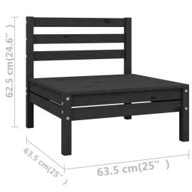 Set mobilier de grădină, 10 piese, negru, lemn masiv de pin, 7 image