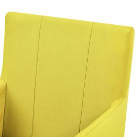 Scaune de bucătărie cu brațe, 4 buc., galben, material textil, 6 image