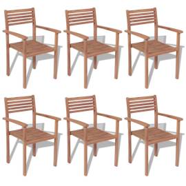 Set mobilier de exterior, 7 piese, lemn masiv de tec, 8 image