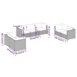 Set mobilier de grădină cu perne, 7 piese, negru, poliratan, 8 image