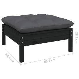 Set mobilier grădină cu perne, 6 piese, negru, lemn de pin, 9 image