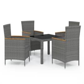 Set mobilier de exterior cu perne, 5 piese, gri, poliratan, 2 image