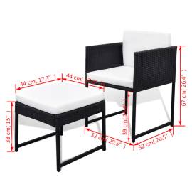 Set mobilier de exterior cu perne, 13 piese, negru, poliratan, 8 image