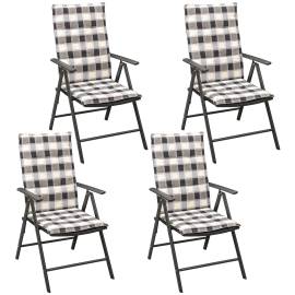 Set mobilier de exterior cu perne, 5 piese, negru, aluminiu, 4 image