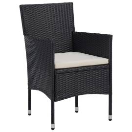 Set mobilier de grădină, 3 piese, negru, 4 image