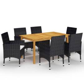 Set mobilier de grădină, 7 piese, negru