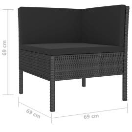 Set mobilier de grădină cu perne, 4 piese, negru, poliratan, 5 image