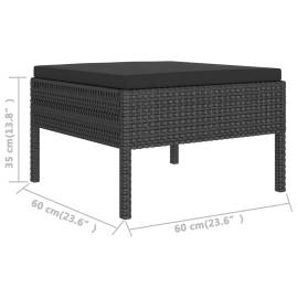 Set mobilier de grădină cu perne, 7 piese, negru, poliratan, 6 image