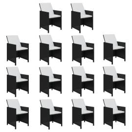 Set mobilier de exterior cu perne, 15 piese, negru, poliratan, 4 image