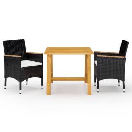 Set mobilier de grădină, 3 piese, negru