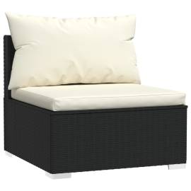 Set mobilier de grădină cu perne, 6 piese, negru, poliratan, 5 image