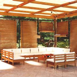 Set mobilier grădină cu perne, 13 piese, maro miere, lemn pin