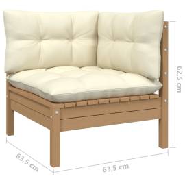 Set mobilier grădină cu perne, 13 piese, maro miere, lemn pin, 5 image