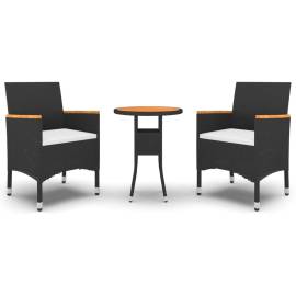 Set de mobilier pentru grădină, 3 piese, negru, poliratan, 2 image