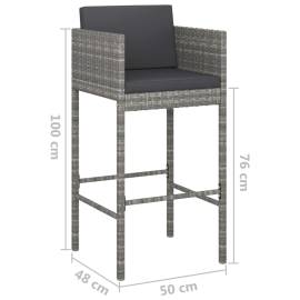 Set mobilier bar de grădină, cu perne, 3 piese, gri, poliratan, 9 image