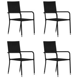 Set mobilier de grădină, 5 piese, negru, 4 image