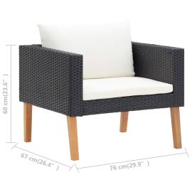 Set mobilier de grădină cu perne, 5 piese, negru, poliratan, 10 image