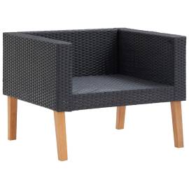 Set mobilier de grădină cu perne, 5 piese, negru, poliratan, 5 image