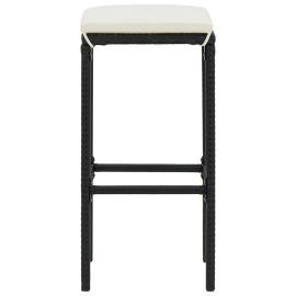 Set mobilier bar de grădină cu perne, 3 piese, negru, poliratan, 10 image