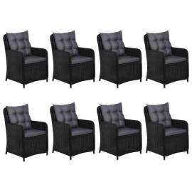 Set mobilier de exterior, 9 piese, negru, poliratan, 4 image