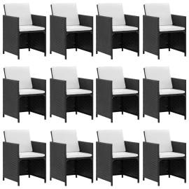 Set mobilier de exterior cu perne, 13 piese, negru, poliratan, 2 image