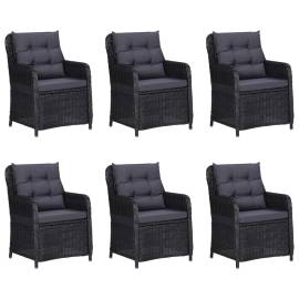 Set mobilier de grădină, 7 piese, negru, poliratan, 2 image