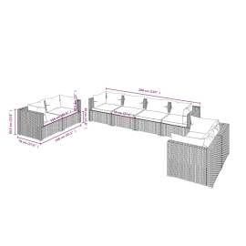 Set mobilier de grădină cu perne, 8 piese, negru, poliratan, 8 image