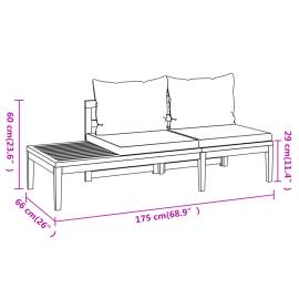 Set mobilier grădină perne alb crem, 5 piese, lemn masiv acacia, 11 image