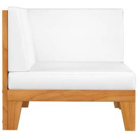 Canapea cu 2 locuri cu perne alb crem, lemn masiv de acacia, 5 image