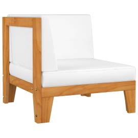 Canapea cu 2 locuri cu perne alb crem, lemn masiv de acacia, 4 image