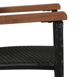 Set mobilier de exterior, 5 piese negru, poliratan, lemn acacia, 5 image