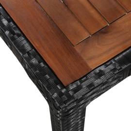 Set mobilier de exterior, 5 piese negru, poliratan, lemn acacia, 4 image